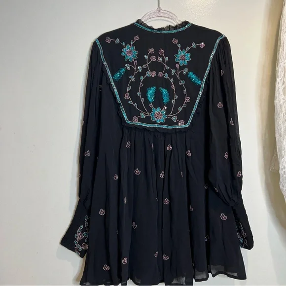 Free People Bali Golden Sun Embellished Beaded Party Mini Dress